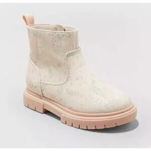 Blush Floral Cream and Pink Kids Pull-On Boots